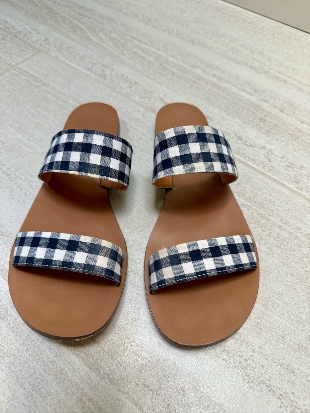 J. Crew Gingham Boardwalk Slides EUC Sz 7